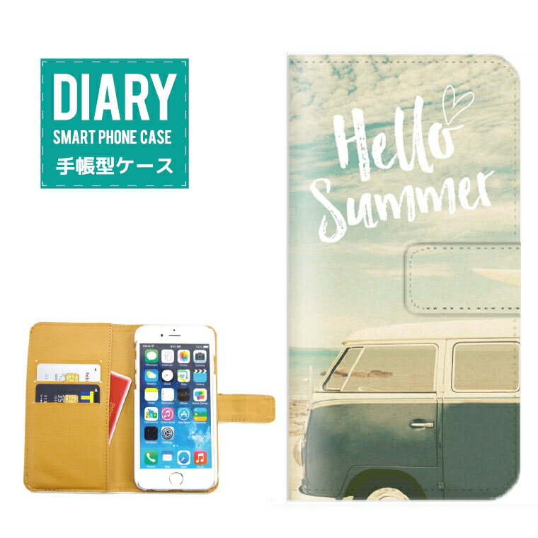 OPPO Reno 7 A ケース 手帳型 OPPOReno7A 送料無料 Hello Summer デザイン ALOHA サマー ヤシの木 Palm tree Aloha アロハ ハワイアン BEACH ビーチ SURF サーフ 夕焼け 風景 砂浜 貝 シェル グリーン ブルー ホワイト オレンジ カワイイ