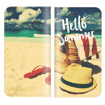 Xperia Z1 f SO-02Fケース 手帳型 (M) 送料無料 Hello Summer デザイン ALOHA サマー Aloha アロハ ハワイアン BEACH ビーチ SURF サーフ 水着 ビキニ 風景 砂浜 貝 シェル