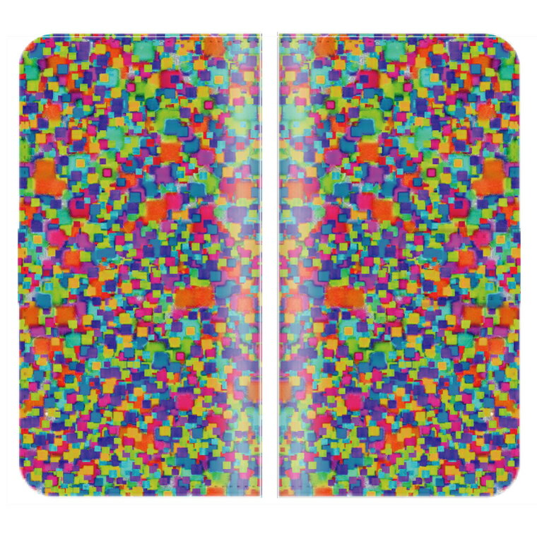 Xperia Z1 SO-01Fケース 手帳型 (V) 送料無料 モザイクタイル デザイン モザイク タイル チェック レトロ ポップ モダン スタイル カラフル カラー