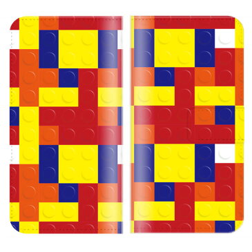 Xperia Z5 Compact SO-02Hケース 手帳型 (M) 送料無料 ブロック デザイン カラフル 幾何学模様 アート 模様 レインボー レゴ おもちゃ 玩具 キッズ