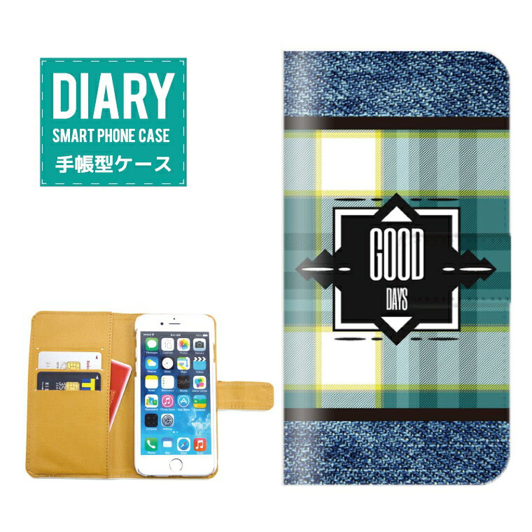 iPhone 13 mini ケース 手帳型 iPhone13mini 送料無料 チェック柄 デニム デザイン GOOD DAYS Denim チェック アメカジ オシャレ ブラウン ブルー ピンク グリーン レッド