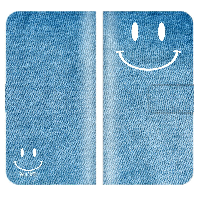 iPhone 14 Pro Max ケース 手帳型 iPhone14ProMax 送料無料 Galaxy デニム プリント SMILE スマイル デザイン デニム プリント ニコちゃん マーク ニコニコ オシャレ