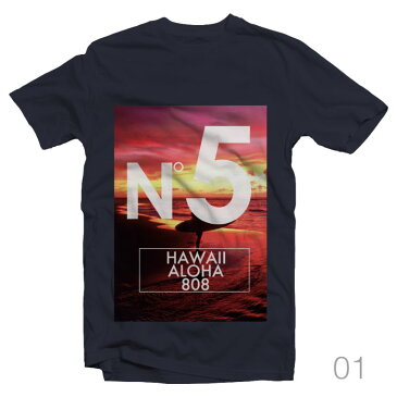 Tシャツ メンズ 半袖 レディース 半袖 おしゃれ ブラック ホワイト N°5 HAWAI ALOHA 夕焼け サンセット 808 ハワイ LOS ANGELS HOLLYWOOD ロサンゼルス ハリウッド おしゃれ