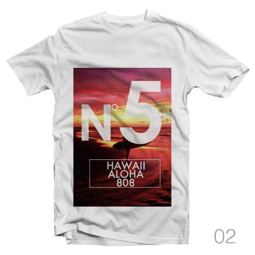 Tシャツ メンズ 半袖 レディース 半袖 おしゃれ ブラック ホワイト N°5 HAWAI ALOHA 夕焼け サンセット 808 ハワイ LOS ANGELS HOLLYWOOD ロサンゼルス ハリウッド おしゃれ