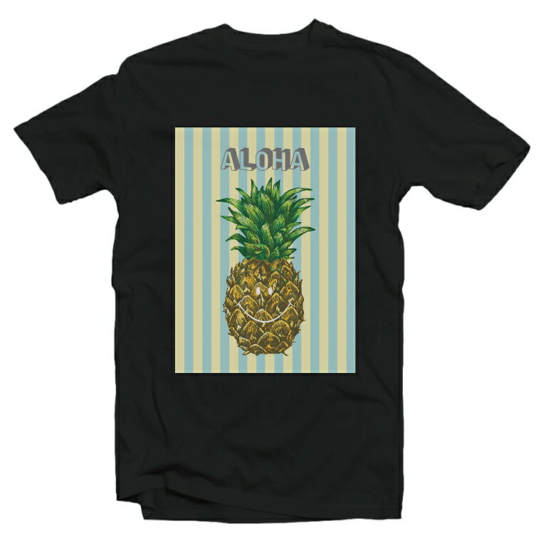 Tシャツ メンズ 半袖 レディース 半袖 おしゃれ ブラック ホワイト パイナップル ALOHA 果物 フルーツ