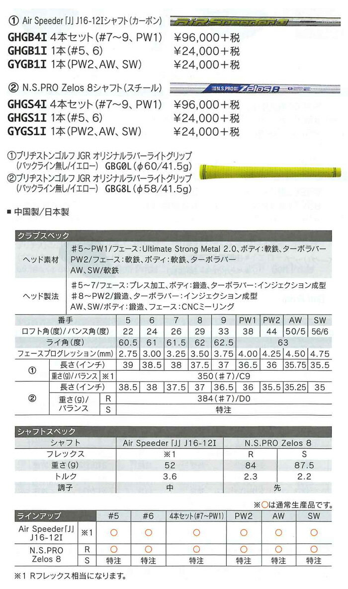 ■ライ角調整済/特注在庫■【JGR HD】【15年】ブリヂストン ゴルフ JGR HYBRID FORGED（JGR ハイブリッド フォージド）単品アイアン N.S.PRO Zelos8スチールシャフト