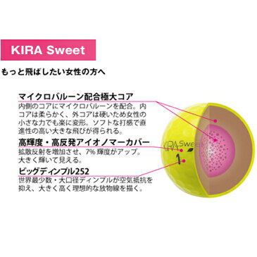 【7/25限定 ポイント最大25倍】【14年】Kasco(キャスコ) KIRA-Sweet レディース ゴルフボール 1ダース(12球入り)