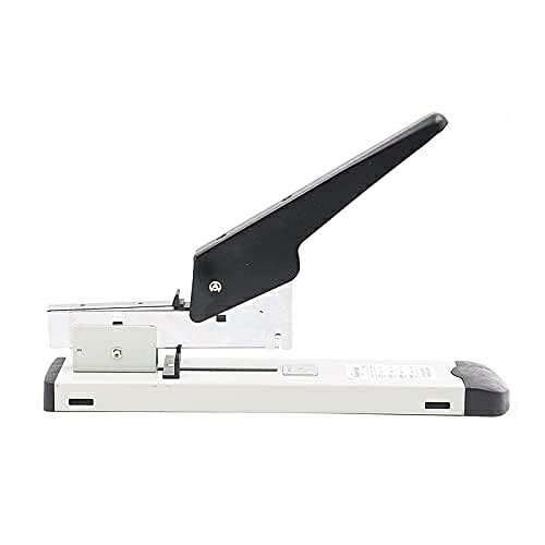 ? 【商品仕様】高さ6cmx幅6.5cmx長さ28cm、ステープル付き（A 4用紙50枚ぐらいのステープルができます）。ホチキスは高品質の素材を使用して、シェルは純粋に着色されており、快適に感じられ、手応えがよい、スムーズに使用できます。? 【省力設計】軽さや省力設計なので片手で持ち使用できる。もちろん普通のステープラーとしても使用できますが、大型タイプなのでてこの原理で力が大きく針に伝わり、厚い小冊子も少ない力で簡単に製本できます。女性もホッチキスで簡単にファイルをホチキス止めできます。? 【大容量】最大綴じ枚数約100枚です。用できる針は 23/13 23/8 23/10 です。書類をまとめてホチキスでとめることができ、とっても便利です。? 【使いやすい】針交換はとても簡単で操作できます。 面倒な針の交換もワンタッチで可能です。針を補充する際は、銀の部分を外側から押し上げてください。? 【使用範囲が広い】パンフレット、ノート、ドキュメント、雑誌、会社レポートのセンターステッチステープリングに製本は最適です。オフィス、自宅、ビジネスなどの場合、学校、オフィスやご家庭でも力入らずで簡単に綴じられます。
