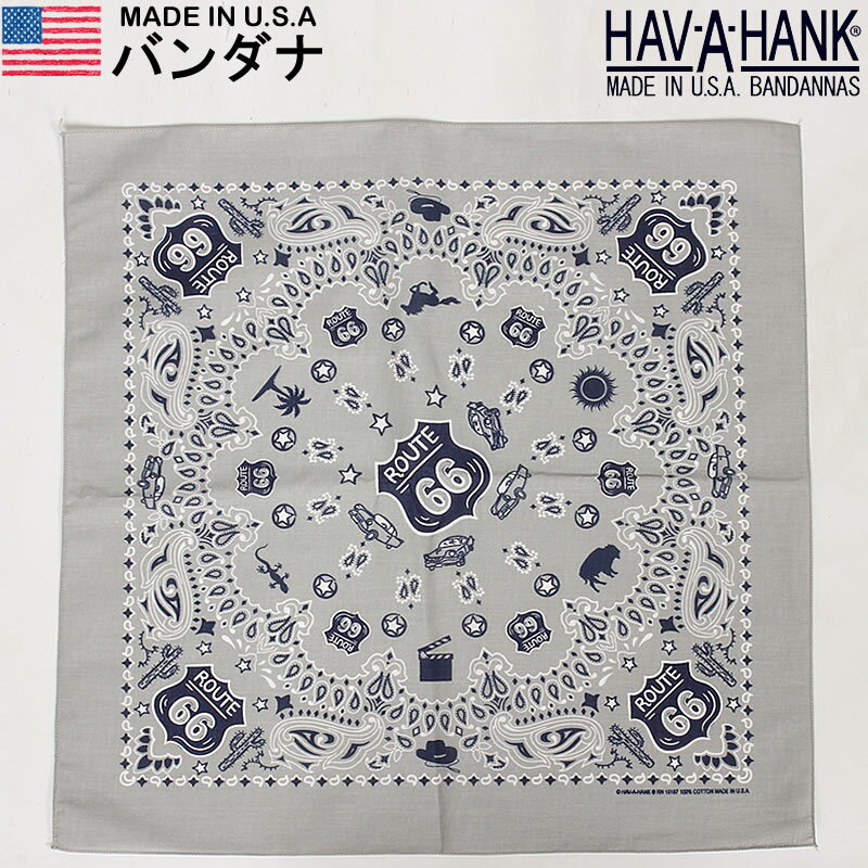 HAV-A-HANK　ハバハンク バンダナ（ルート66）HAVAHANK_NOV751【ゆうパケット200円（ポスト投函・日時指定不可）対応商品】【税込￥495（本体価格￥450）】