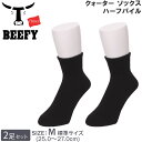 Hanes BEEFY ヘインズ ビーフィー 25~27cm クォーター ソックス ハーフパイル (2足組)靴下 ショート丈/2P/黒/black/メンズHanes--HMSBW201-090アクス三信/AXS SANSHIN/サンシン【税込¥1650(本体価格¥1500)】