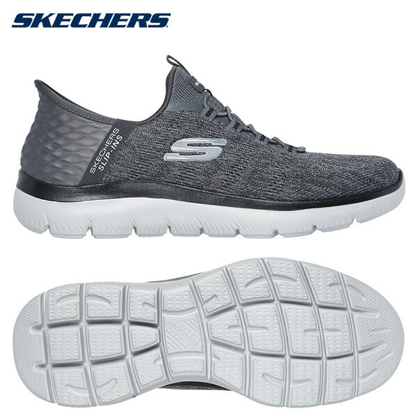 【楽天スーパーSALE割引対象商品】【サイズ交換片道送料無料】25FW スケッチャーズ スリップインズ サミッツ キー ペース(232469W-CCBK) メンズ シューズ スニーカー チャコール ヴィーガン 快適 クッション スリッポン 洗濯機丸洗い可 ハンズフリー ワイド 幅広モデル
