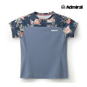 【ポスト投函対応】ADMIRAL レディース バックスリットフラワーTEE ATLA513-034 2025SS ブルー 吸水速乾 ストレッチ アドミラル WOMEN テニスウェア バドミントン ソフトテニス
