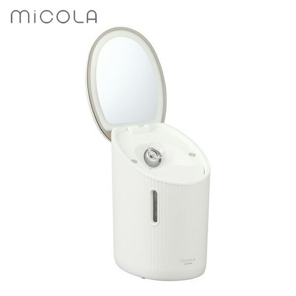 アイリスオーヤマ MiCOLA フェイススチーマー ホワイト FST-101-W IRIS LEDライト付きミラー 美顔器 3モード搭載 ミコラ