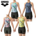 【8/12~18限定!最大700円OFFクーポン】アリーナ フィットネスセパレーツ(ミドルレッグ・差し込みパッド) レディース ネイビー イエロー ピンク ブルー 25FW AS5FWF50L ダブルストラップ ハイウェスト arena レディス