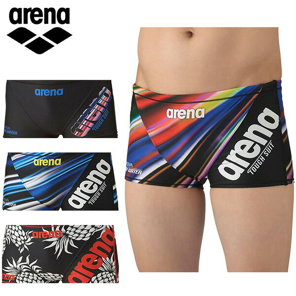 【商品名】 【タフスーツ】トレーニングスパッツ（ショートレッグ） 【メーカー品番】 AS5FWM17M 【カラー展開】 (BKBL)ブラック×ブルー (BKPP)ブラック×パープル (BLBK)ブルー×ブラック (NVWH)ネイビー×ホワイト 【製品寸法】 SS : ウエスト68-72、股上:16cm, 股下:3cm S : ウエスト72-76、股上:17cm, 股下:3cm M : ウエスト76-80、股上:18cm, 股下:3cm L : ウエスト80-84、股上:19cm, 股下:3cm O :ウエスト84-88、 股上:20cm, 股下:3cm 【素材】 ポリエステル 【原産国】 中国 【注意】こちらの商品は、他の通販サイトと在庫共有しているため、ごくまれにご注文後でも在庫切れの場合がございます。 その際は連絡させて頂きますので、予めご了承ください。 また、実際の商品と比較し色味に若干の誤差が生じる場合がございますので、ご了承下さい。 【製造販売元】株式会社デサント メーカー希望小売価格はメーカーサイトに基づいて掲載していますトレーニングカテゴリー「TOUGHSUITシリーズ」。 大会に向けて練習を重ねる頻度が高いスイマーにオススメの練習用水着。 環境に配慮したリサイクルポリエステル素材「タフスキンT2E」を使用し塩素に強く長持ち。 アリーナロゴが左腿に配置されたデザインの練習水着。 スタイリッシュでカッコいいデザインから可愛くトレンド感があるデザインまで、幅広くバリエーションに富んだスタイルを一つの品番で表現。 BKBL：地球や宇宙の光と自然の色彩の美しさから着想を得たデザイン。 NVWH：パイナップルのモチーフを大胆に使用したカジュアルでトレンド感のあるデザイン。 BKPP：アリーナロゴの中にきらめく光の柄を入れたシンプルながらもスタイリッシュな印象を与えるデザイン。 BLBK：地球や水の色彩の美しさから着想を得たクールなデザイン。 ■前身頃、後身頃に黒の裏地付き。 ショートレッグタイプ。 ※返品・交換はお受けできません。