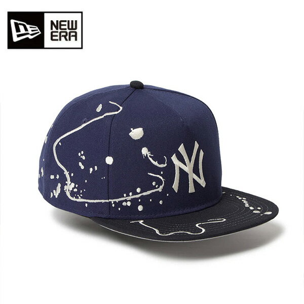 乐天商城 - ニューエラ キャップ 5-Panel Square Visor Dripping ニューヨーク・ヤンキース ライトネイビー ネイビーバイザー ユニセックス 25FW ネイビー 14668190 帽子 紺色 NVY LNVY
