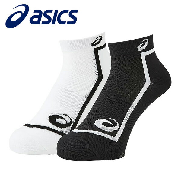アシックス 2足組ソックス メンズ ホワイト・ブラック 25-27cm 3093A026 靴下 スポーツソックス 陸上 asics