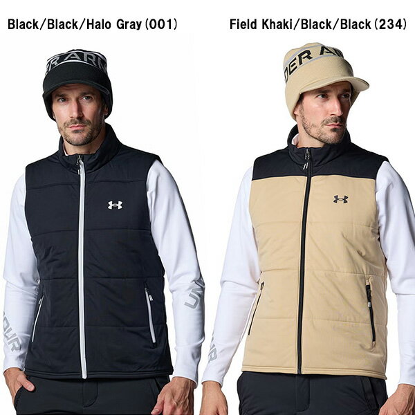 【20日0時〜24H限定★ショップP最大10倍】アンダーアーマーUAドライブ プロ インサレーテッド フルジップ ベスト メンズ 25FW ブラック カーキ (6007925) ゴルフ ベスト トレーニング スポーツ 運動 アウトドア ウォームアップ UNDER ARMOUR
