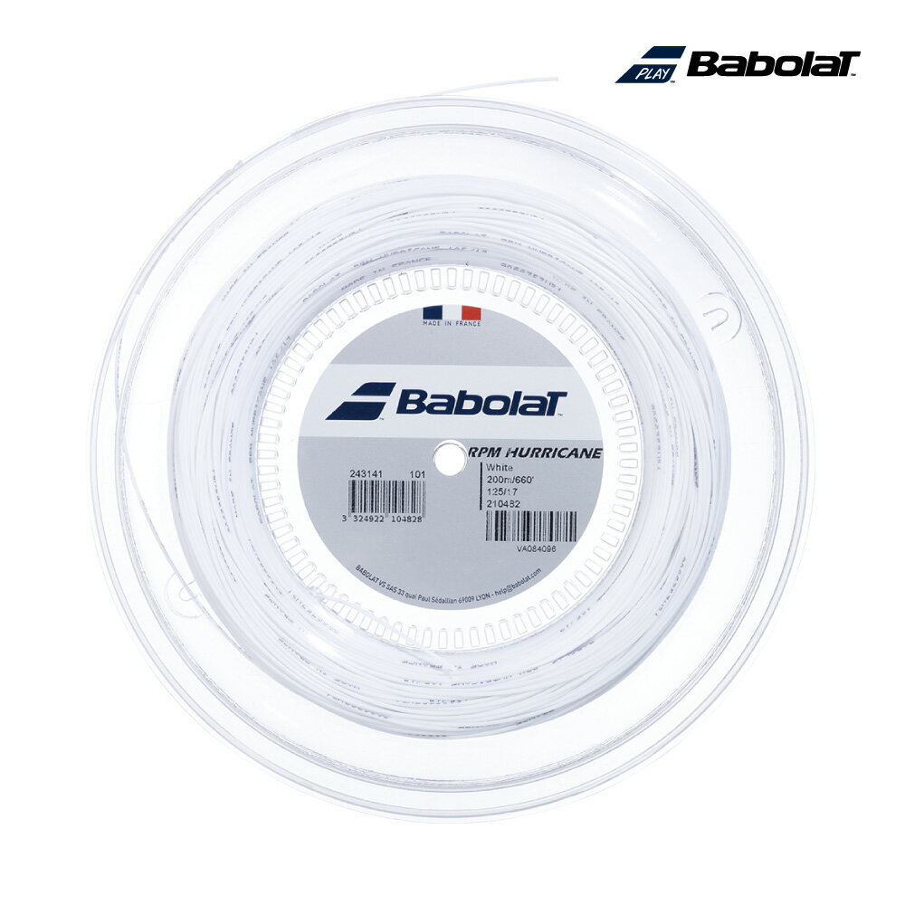 Rakuten - 【3日20時〜スーパーSALE終了まで店内最大P10倍】BABOLAT　RPM ハリケーン　200M　243141　ホワイト／イエロー　ロール　硬式テニス　ストリング　ガット　バボラ　RPM Hurricane