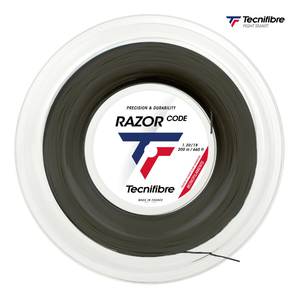 Tecnifibre レイザーコード 200m ロール ブルー カーボン ホワイト 04RRA 硬式 テニス ストリング ガット RAZOR CODE テクニファイバー