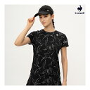 le coq sportif 【高速ドライ】EXcDRY D-Tecゲームシャツ QTWXJA05-BK　2024SS ブラック　ルコックスポルティフ WOMEN　テニス　Tシャツ