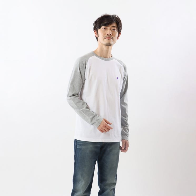 【ブラックフライデー★最大1500円OFFクーポン】Champion RAGLAN L／S T-SHI オックスフォードグレー L C3-Y429 070 チャンピオン BASIC ウェア（メンズ・ユニ）