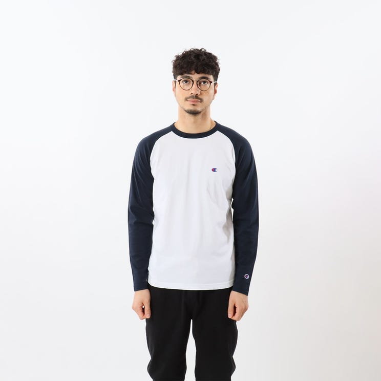 【ブラックフライデー★最大1500円OFFクーポン】Champion RAGLAN L／S T-SHI ネイビー L C3-Y429 370 チャンピオン BASIC ウェア（メンズ・ユニ）