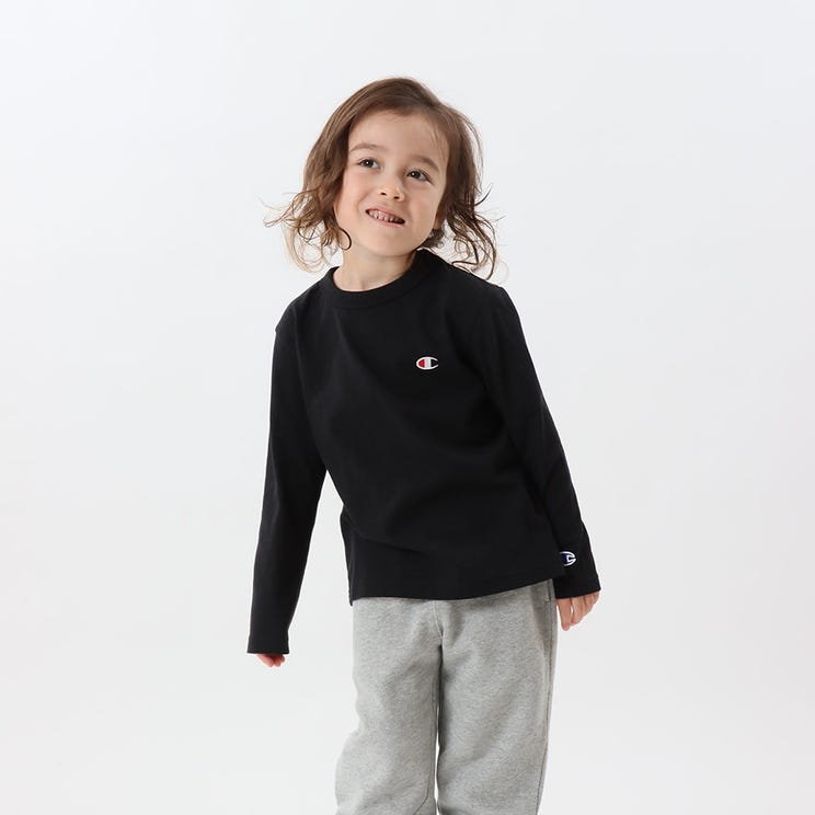 乐天商城 - Champion LONG SLEEVE T ブラック 130 CK-Y401 090 チャンピオン KIDS BASIC ウェア（キッズ）