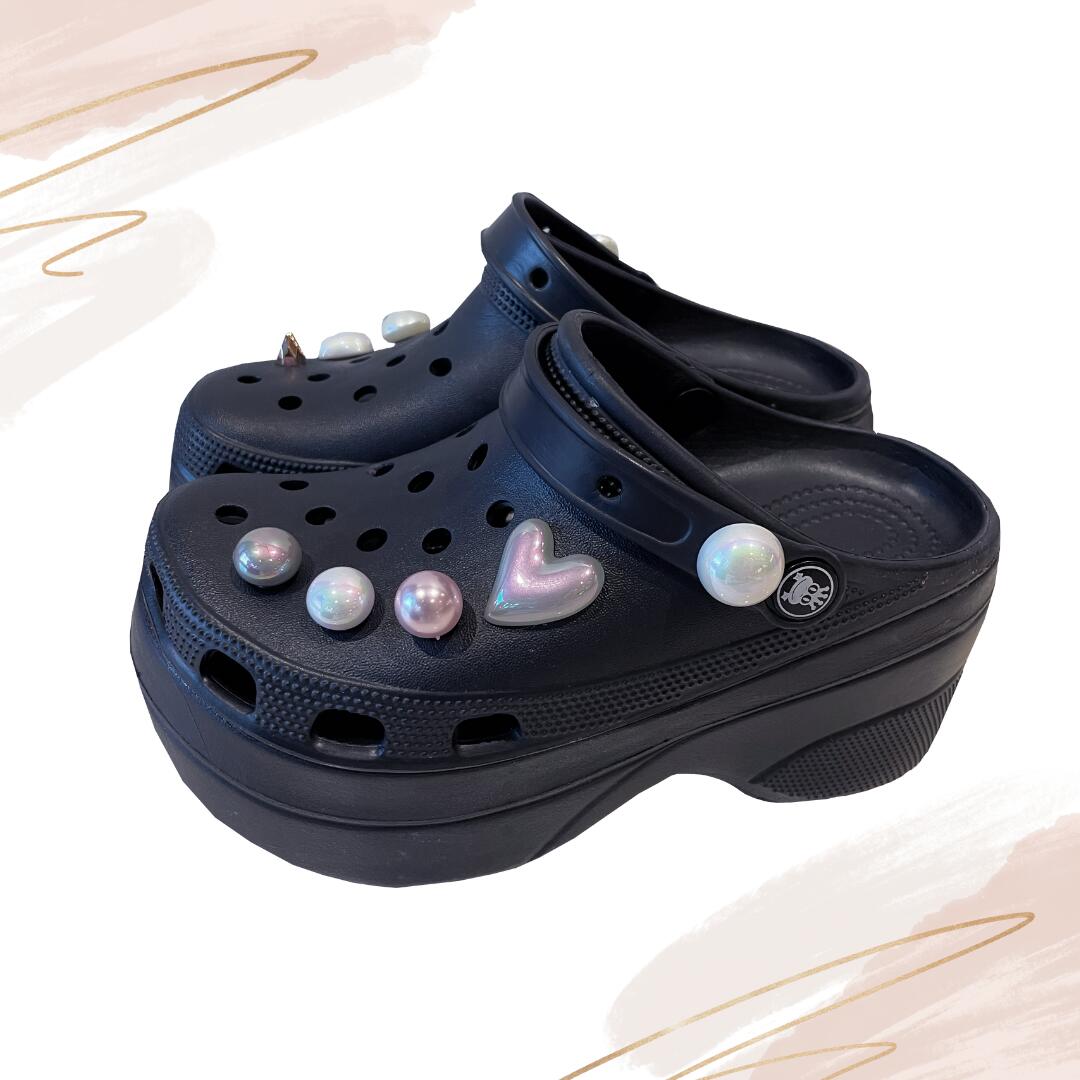 LEVEL UP crocs ☆ pop ☆10cm 厚底 サンダル 美脚 オールシーズン 春 夏 秋 冬 可愛い 地雷系 量産型 ギャル 韓国 推し クロックス 風　メイド コンカフェ 黒 ブラック かわいい 地雷系 病みかわ ゆめかわいい 地雷 病みかわ 原宿