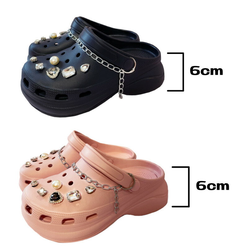 LEVEL UP crocs ☆ pop ☆10cm 厚底 サンダル 美脚 オールシーズン 春 夏 秋 冬 可愛い 地雷系 量産型 ギャル 韓国 推し クロックス 風　メイド コンカフェ 黒 ブラック かわいい 地雷系 病みかわ ゆめかわいい 地雷 病みかわ 原宿