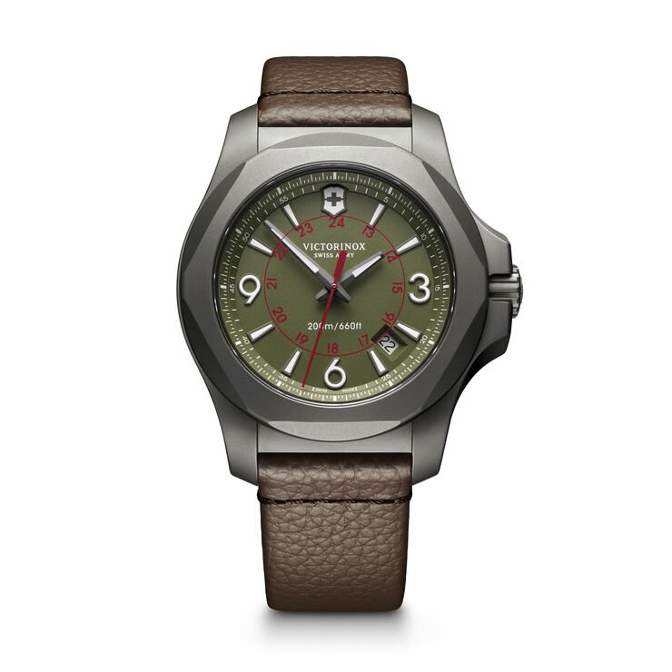 楽天キャンプレジャー CamPleasure【国内正規品】 ビクトリノックス Victorinox 腕時計 I.N.O.X. Titanium GN dial BN leather strap イノックス タイタニウム 241779 vx-241779 アウトドア 釣り 旅行用品 キャンプ 登山 レザー 大人用