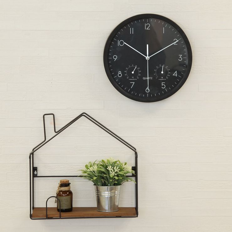 【メーカー直送】 不二貿易 掛時計温湿度計付 ベゼル Φ25cm BK EG6910ATH-YP21 26333 KNS [3]