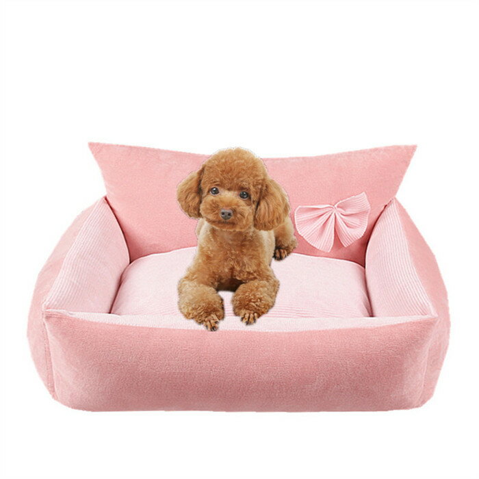 ペットベッド 超可愛い 犬のベッド 猫ベッド マット ベッド ソファベッド 蝶結び スクエア 全5色 通気性が良い ふわふわ 通年用 クッション 取り外し 洗濯可能