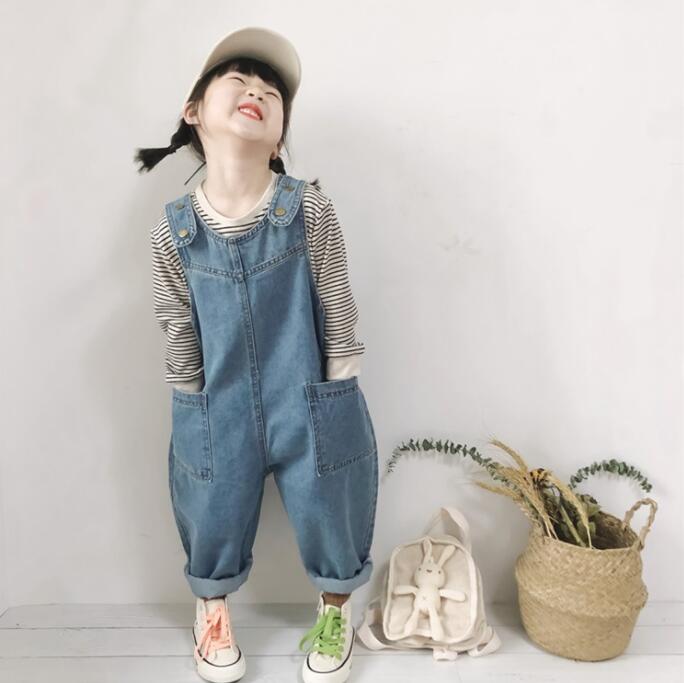 乐天商城 - オーバーオール 子供服 ポケット付き デニムオーバーオール 女の子 男の子 キッズ ベビー サロペット オールインワン シンプル パンツ 80cm 90cm 100cm 110cm　120cm　130cm　140cm　ジュニア お出かけ おしゃれ