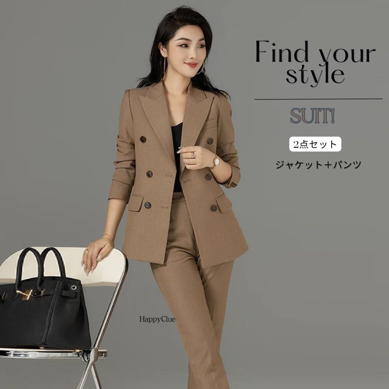 Nylon, Rayon, Polyester - スーツセット OL ビジネススーツ 30代40代 セットアップ 卒業式 入学式 レディース スーツパンツスーツ エレガント 事務服 通勤 オフィス フォーマル 母 ママ スーツ 春 秋 長袖 ジャケット 2点セット リクルートスーツ ストレッチ 大きいサイズ 小さいサイズ おしゃれスーツ