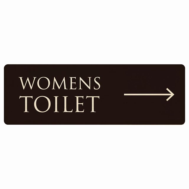 トイレ プレート 木製 WOMENS 文字タイプ ブラック ナチュラル 右 矢印 長方形 12x4cm 18x6cm 27x9cm ..