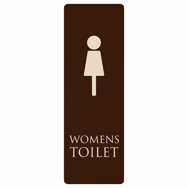トイレ プレート 木製 WOMENS ブラウン ナチュラル 長方形 縦書き 4x12cm 6x18cm 9x27cm ドア ピクトサ..