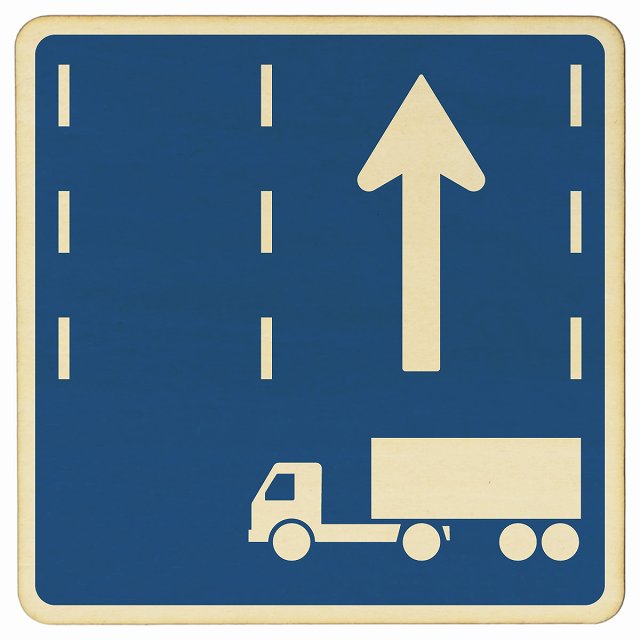 道路標識 牽引自動車の高速自動車国道通行区分 木製プレート 14x14cm 交通安全 案内板 教材 ミニカー 飾る