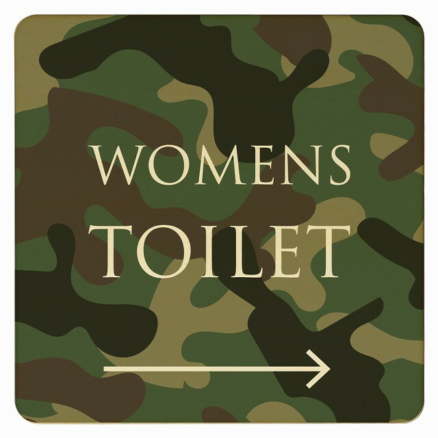 9x9cm 14x14cm 27x27cm トイレ 御手洗 TOILET トイレマーク 迷彩 カラー WOMENS 右 矢印 文字タイプ ピ..