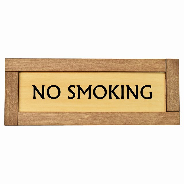 禁煙 No Smoking 木枠付き 木製プレート Fタイプ サインプレート ドアプレート 長方形 おしゃれ かっこ..