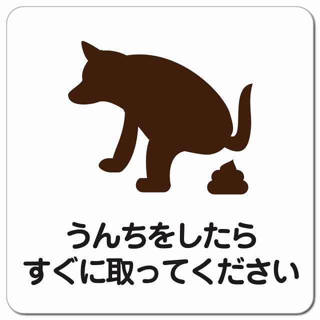 うんちをしたらすぐに取ってください ピクトサイン マグネットステッカー マグネット 強力 正方形 13x1..