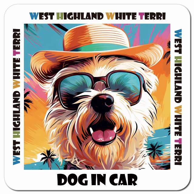 海 麦わら帽子 サングラス 夏 West Highland White Terrier ウエストハイランドホワイトテリア カーサ..
