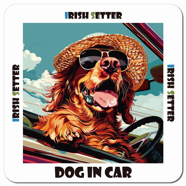 海 麦わら帽子 サングラス 夏 Irish Setter アイリッシュセター カーサイン 車 マグネットステッカー ..
