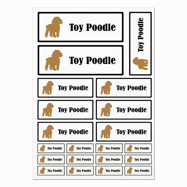 ドッグ ステッカー トイプードル ブラック＆ホワイト A4サイズ まとめて詰め合わせ サイズ別 長方形 21..