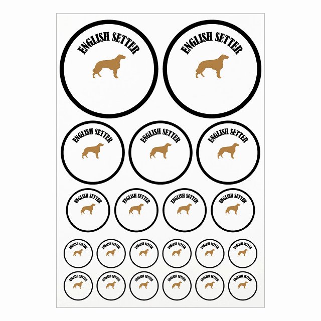 ドッグ ステッカー カラフル イングリッシュセター ブラック＆ホワイト A4サイズ まとめて詰め合わせ ..
