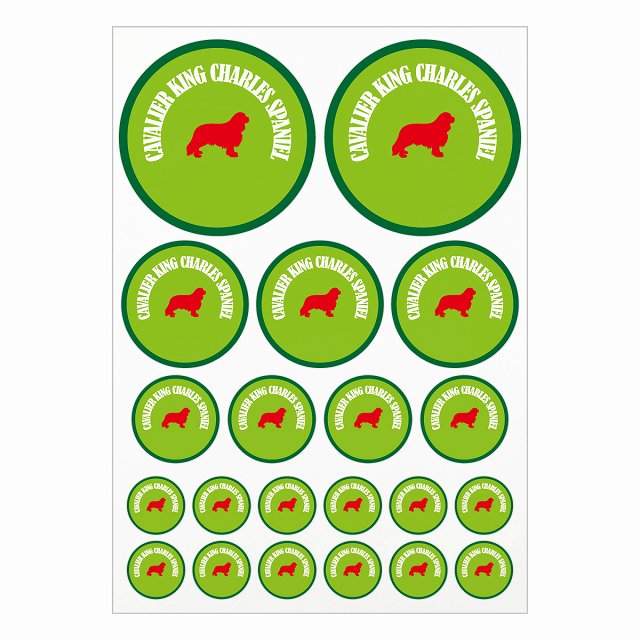 ドッグ ステッカー カラフル キャバリアキングチャールズスパニエル ライトグリーン＆グリーン A4サイ..