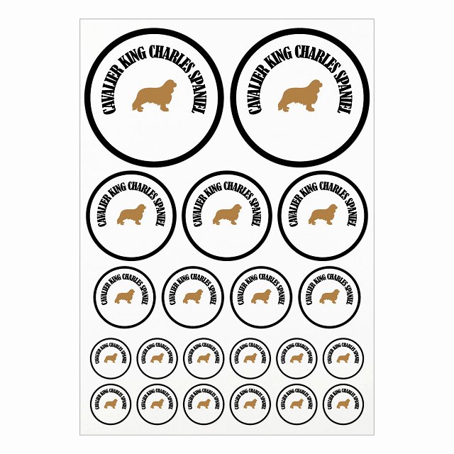 ドッグ ステッカー カラフル キャバリアキングチャールズスパニエル ブラック＆ホワイト A4サイズ まと..