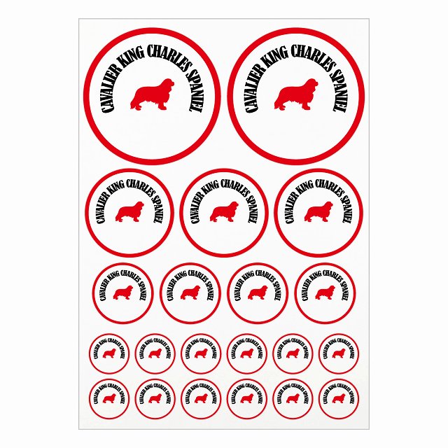 ドッグ ステッカー カラフル キャバリアキングチャールズスパニエル ホワイト＆レッド A4サイズ まとめ..