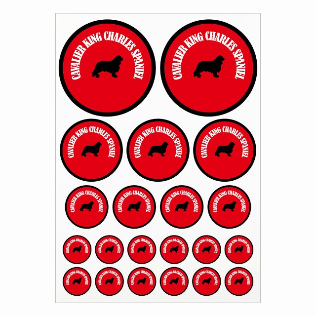 ドッグ ステッカー カラフル キャバリアキングチャールズスパニエル レッド＆ブラック A4サイズ まとめ..