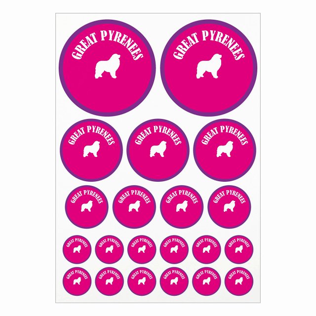 ドッグ ステッカー カラフル グレートピレニーズ ピンク＆パープル A4サイズ まとめて詰め合わせ サイ..